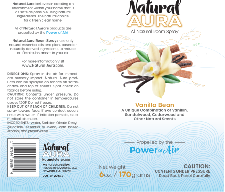 label layout of the Natural Aura Vanilla Bean Room Spray.