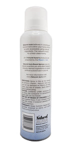 Back label of a bottle Natural Aura Fresh Outdoors on a white background.