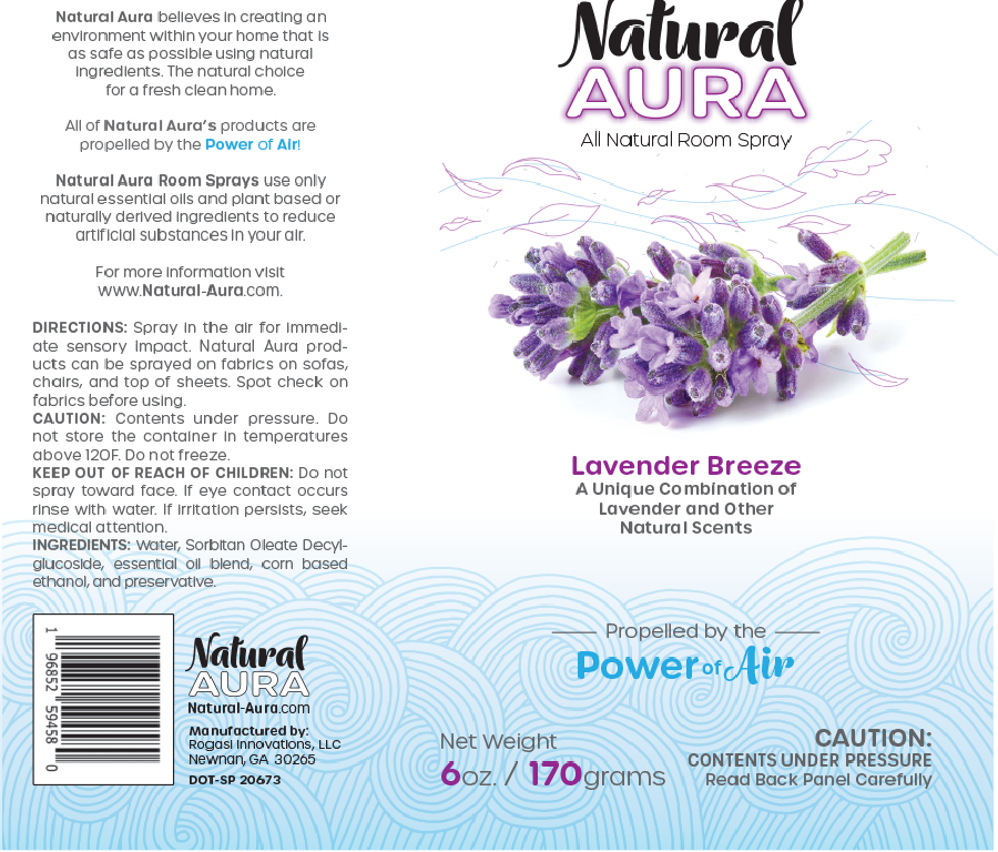 label layout of the Natural Aura Lavender Breeze Room Spray